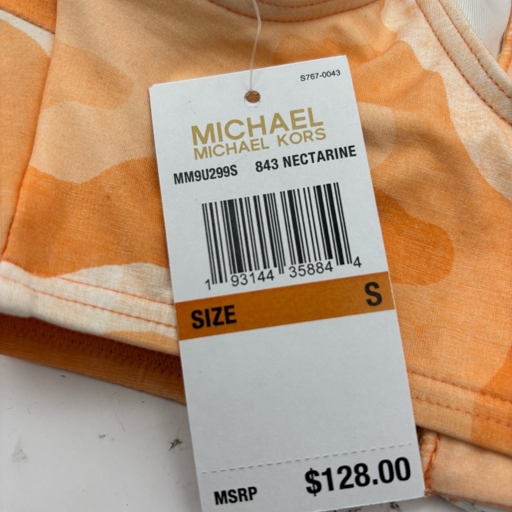 NWT Michael Kors Orange and White Bikini Set Size Small - Picture 8 of 11